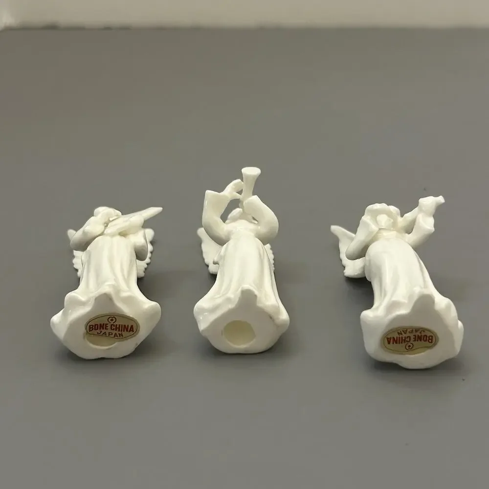 3 Vintage Mini Japan Bone China Christmas Music Playing Angel Figure 2.5” “READ”